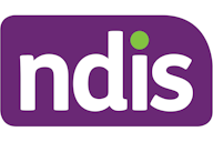 NDIS logo featuring white lowercase text "ndis" on a purple background with a green dot over the "i".